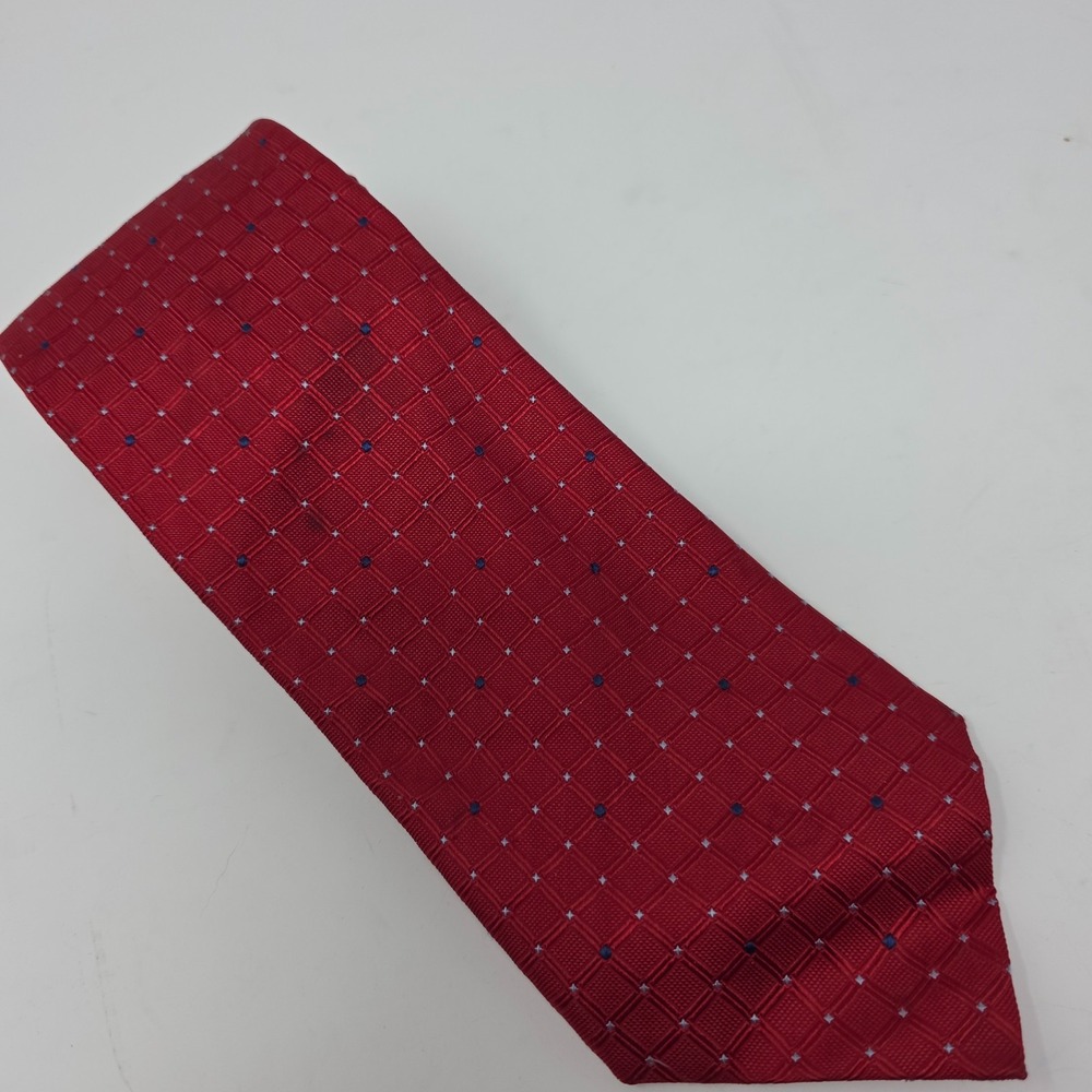 Canali Tie Men's Red Geometric Square 100% Silk Designer 58"